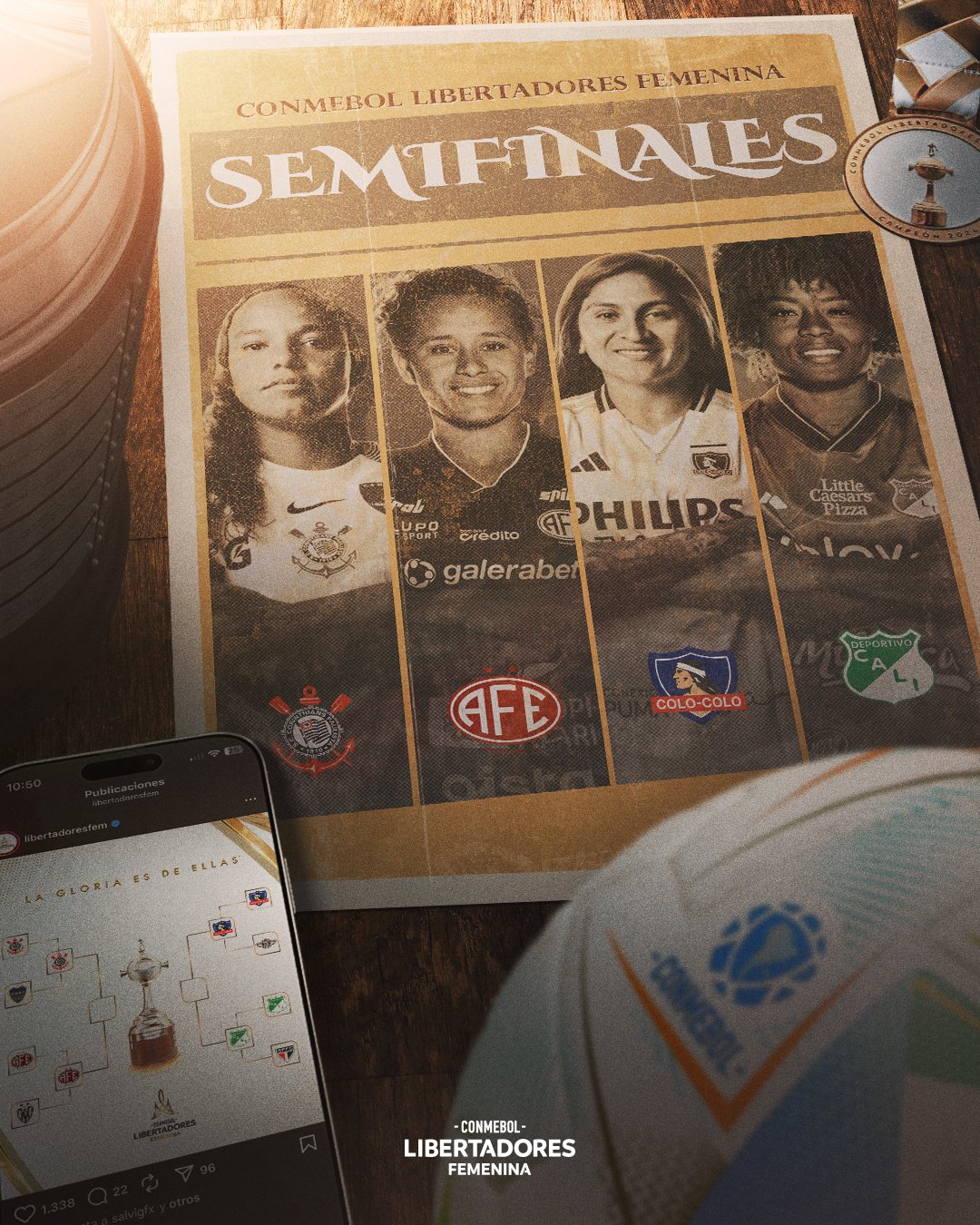 El posteo de CONMEBOL anunciando las semifinales de la Libertadores Femenina 2025 (Foto: CONMEBOL).